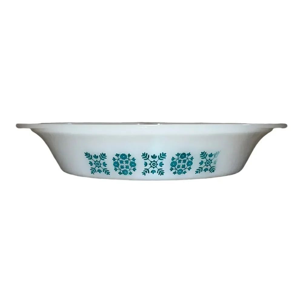 Glasbake J-239 Divided Casserole White Floral Milk Glass Casserole Dish Vintage